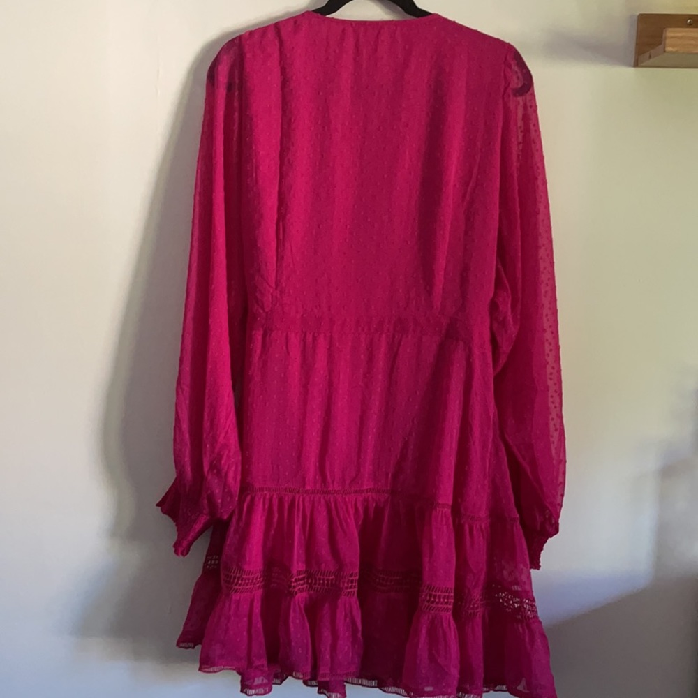 Anthropologie Not So Serious hot pink wrap mini - Picture 9 of 10
